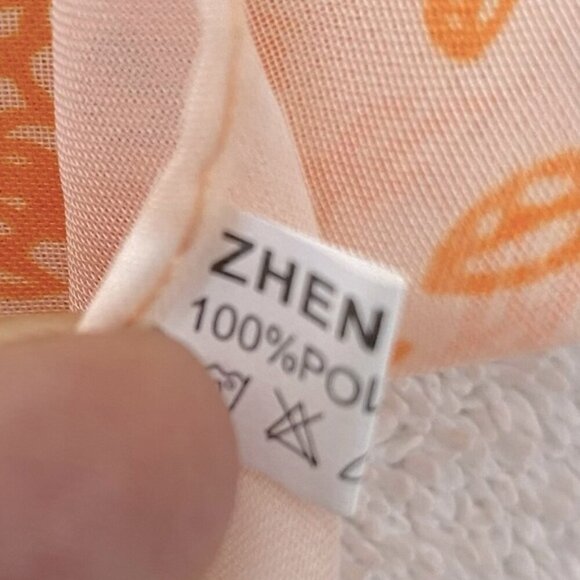5/$25 Zhenqing Peach Semi Sheer Butterfly Floral Scarf - Picture 2 of 12
